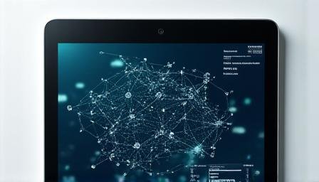 Close up of a tablet showing complex blockchain transaction data