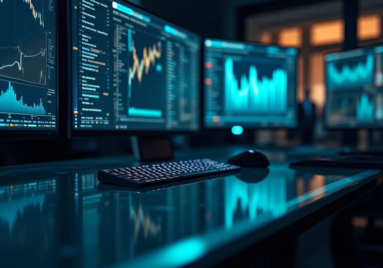 Sophisticated financial dashboard with charts and data visualization